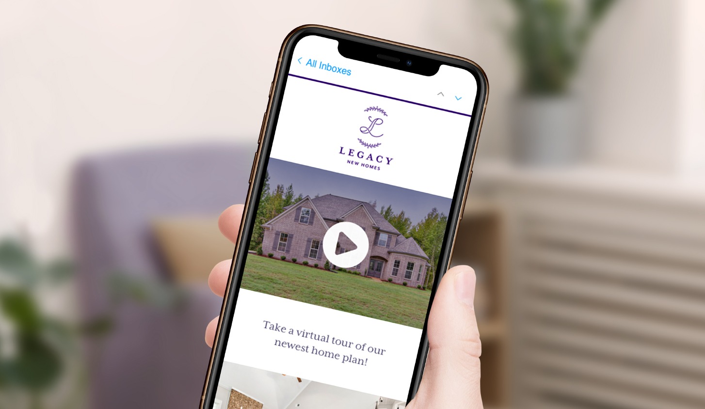 Person receiving email from Legacy New Homes